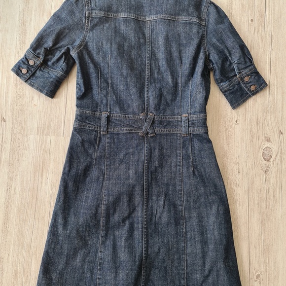 Scandinavian Dark Denim Jean Midi Dress Button Down Belted XS - Picture 4 of 7